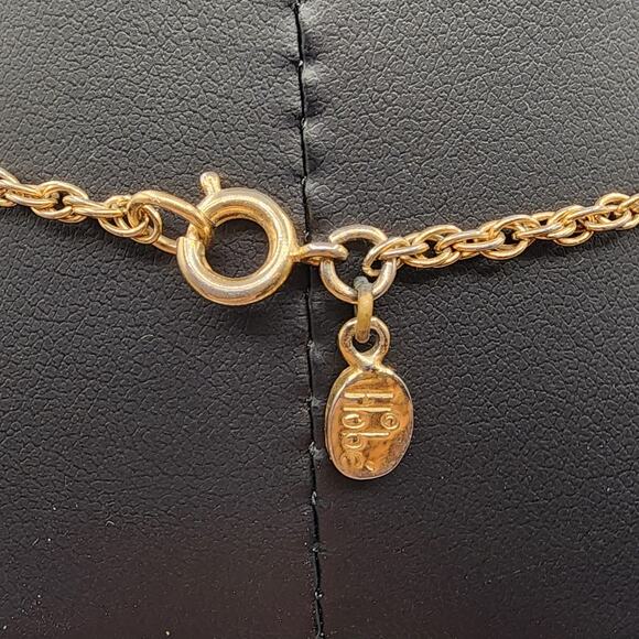 Signed Hobé Enameled Koi/Carp Fish Pendant Necklace • Gold-Tone Chain 1960s-70s - Picture 3 of 7